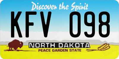 ND license plate KFV098