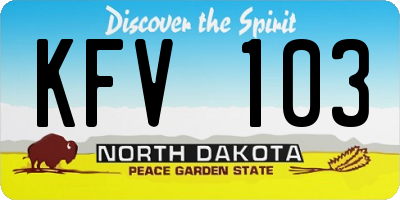 ND license plate KFV103
