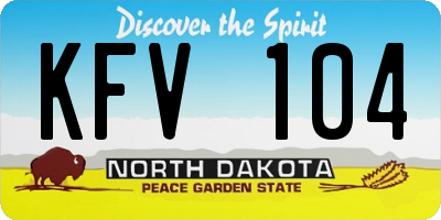 ND license plate KFV104