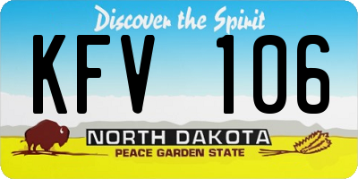 ND license plate KFV106