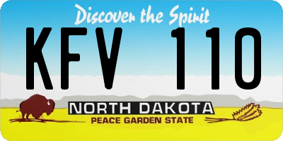ND license plate KFV110