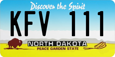 ND license plate KFV111