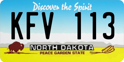ND license plate KFV113