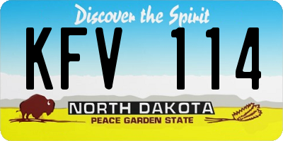 ND license plate KFV114