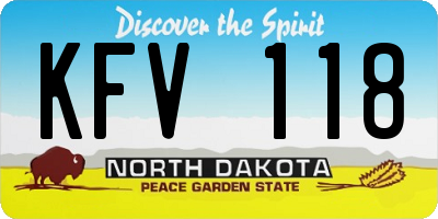 ND license plate KFV118