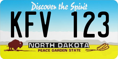 ND license plate KFV123