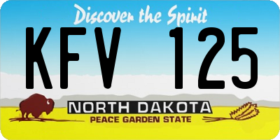 ND license plate KFV125