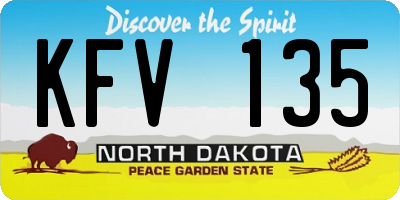 ND license plate KFV135