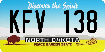 ND license plate KFV138