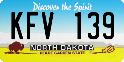 ND license plate KFV139