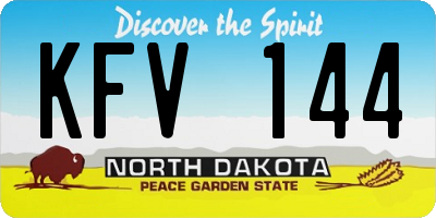 ND license plate KFV144
