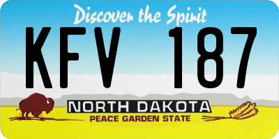 ND license plate KFV187