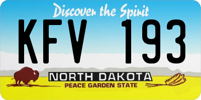 ND license plate KFV193
