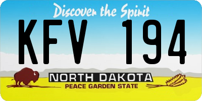 ND license plate KFV194