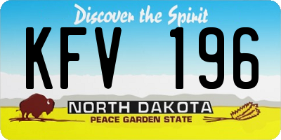 ND license plate KFV196
