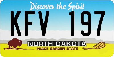 ND license plate KFV197