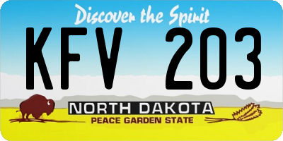 ND license plate KFV203