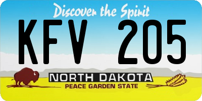 ND license plate KFV205