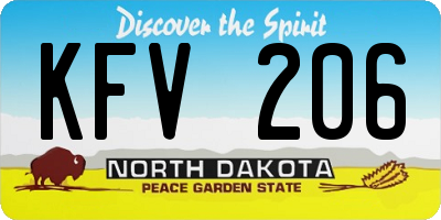 ND license plate KFV206