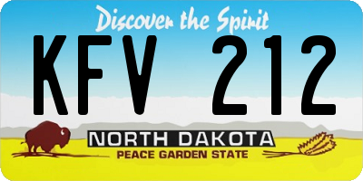 ND license plate KFV212