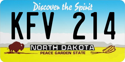 ND license plate KFV214