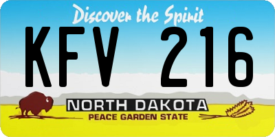 ND license plate KFV216