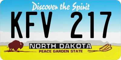 ND license plate KFV217