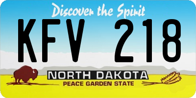 ND license plate KFV218