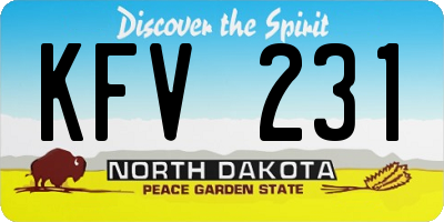 ND license plate KFV231