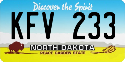 ND license plate KFV233