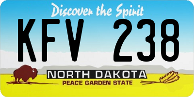 ND license plate KFV238