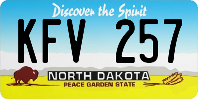 ND license plate KFV257