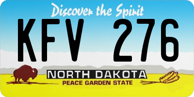 ND license plate KFV276