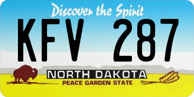 ND license plate KFV287
