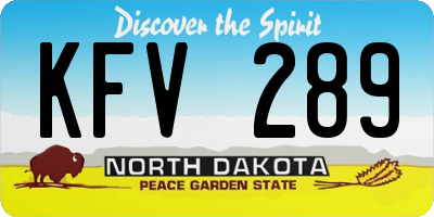 ND license plate KFV289