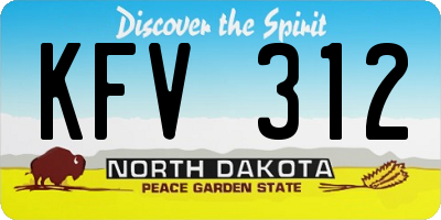 ND license plate KFV312