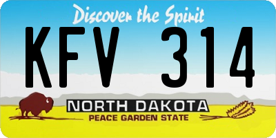 ND license plate KFV314