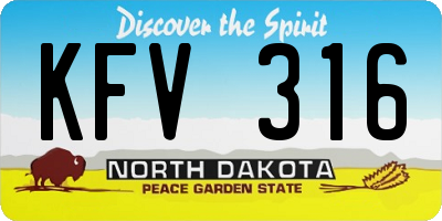 ND license plate KFV316