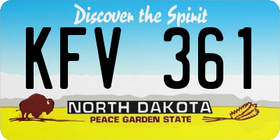 ND license plate KFV361