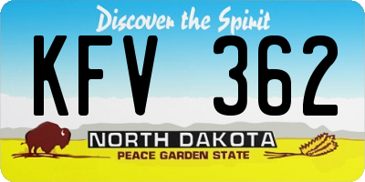 ND license plate KFV362