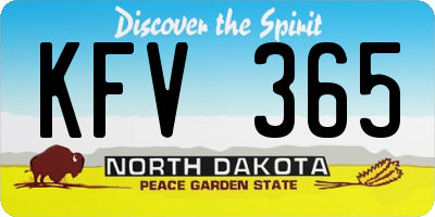 ND license plate KFV365