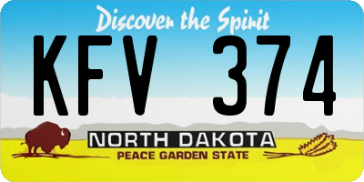 ND license plate KFV374