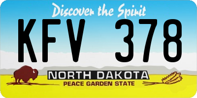 ND license plate KFV378
