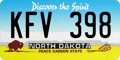 ND license plate KFV398