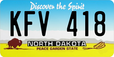 ND license plate KFV418