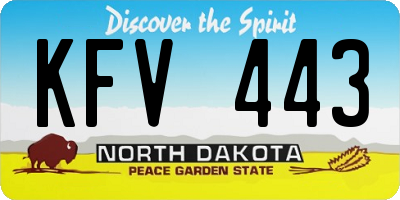 ND license plate KFV443