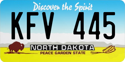 ND license plate KFV445