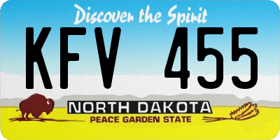 ND license plate KFV455