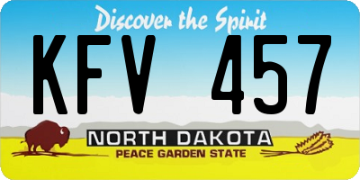 ND license plate KFV457