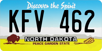 ND license plate KFV462
